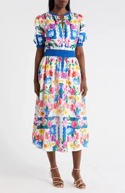 Elie Tahari The Ziggy Floral Print Midi Dress In Multi