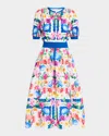Elie Tahari The Ziggy Floral-print Smocked Midi Dress In Scallop Floral Print