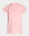 Elie Tahari The Zion Stretch Silk Pleated Blouse In Pink Sky