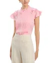 Elie Tahari The Zion Stretch Silk Pleated Blouse In Pink Sky