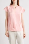 Elie Tahari The Zion Stretch Silk Pleated Blouse In Pink Sky