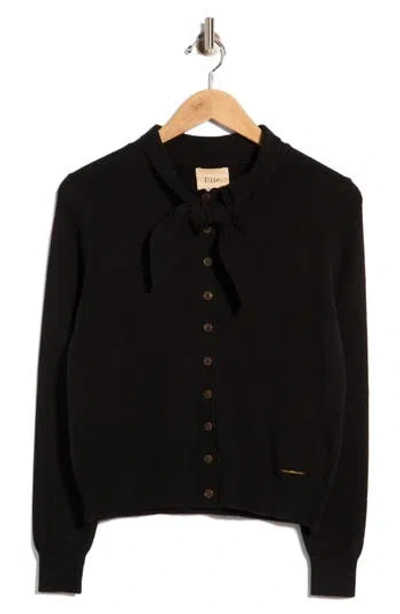 Elie Tahari Tie Neck Cardigan In Black