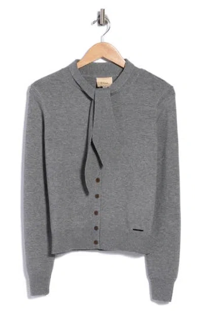 Elie Tahari Tie Neck Cardigan In Gray