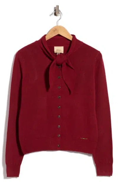 Elie Tahari Tie Neck Cardigan In Red