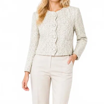 Elie Tahari Tweed Blazer In Pink In Neutral