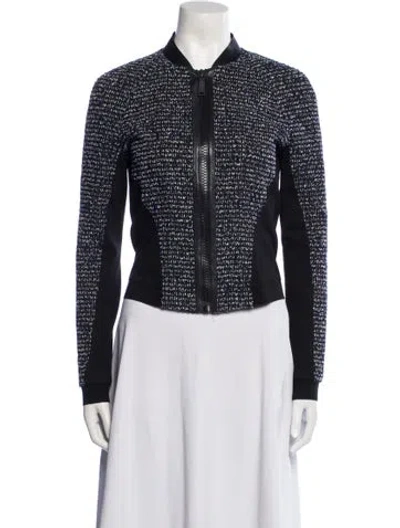 Pre-owned Elie Tahari Tweed Pattern Jacket In Black
