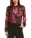 Elie Tahari Twist Neck Silk-blend Blouse In Red