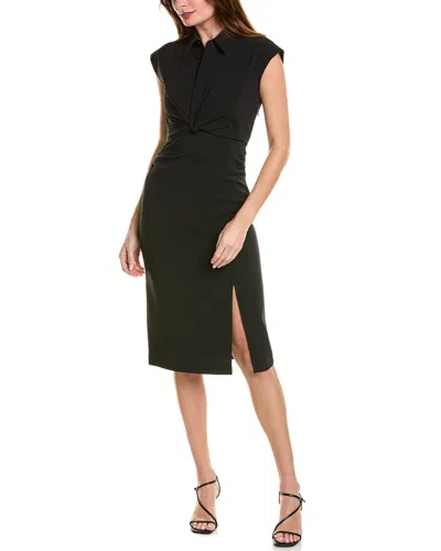 Elie Tahari Twisted Bodice Midi Dress In Black
