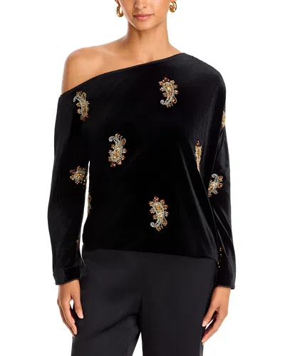 Elie Tahari Vani Velvet Off The Shoulder Blouse In Black