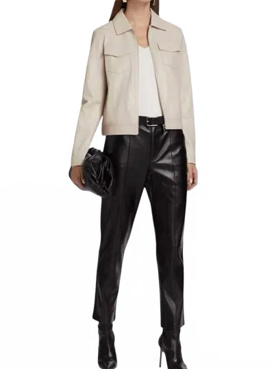 Elie Tahari Vegan Leather Zip Up Jacket In Zinc In Neutral