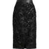 Elie Tahari The Vivienne Wrap-front Lace Midi Skirt In Black