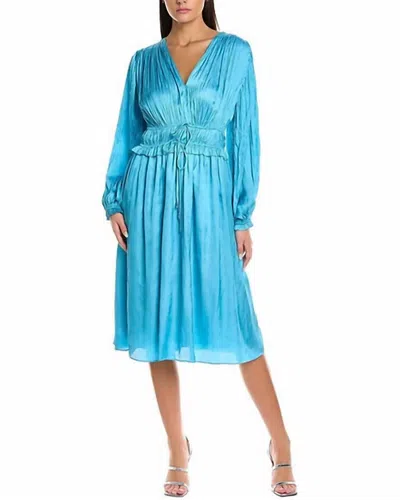 Elie Tahari Whisper Gathered Satin Midi Dress In Sublime Blue