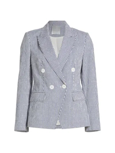 Elie Tahari The Abagail Striped Double-breasted Blazer In Blue Arch And White