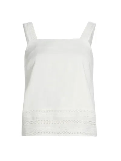 Elie Tahari The Adelle Lace-inset Linen Tank In Sky White
