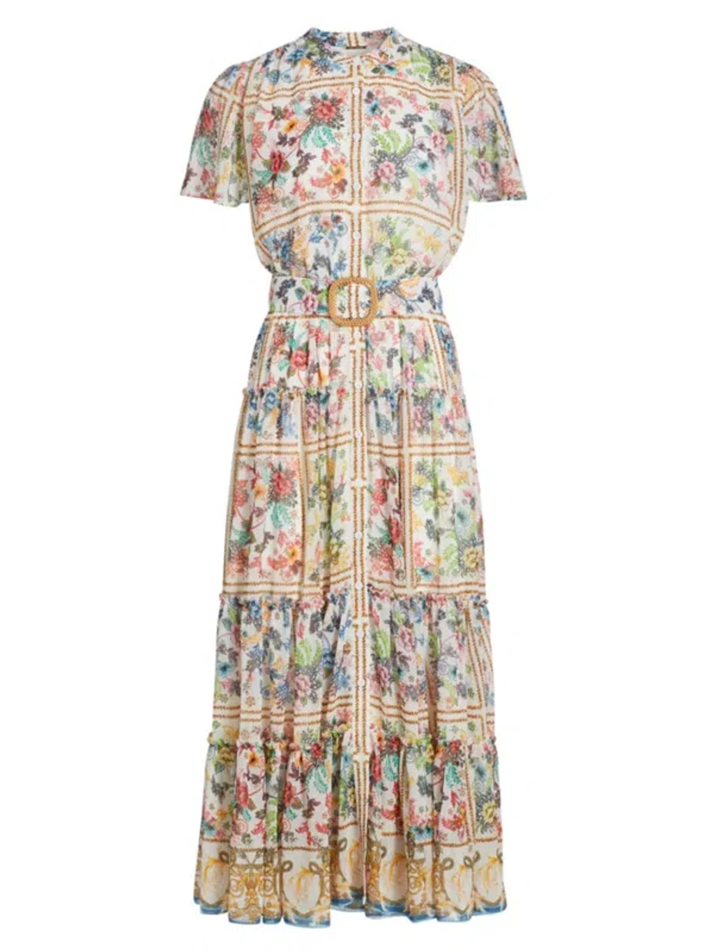 knee length dresses for ladies Embroidered Floral Wrap Dress – Elie Tahari main image 0