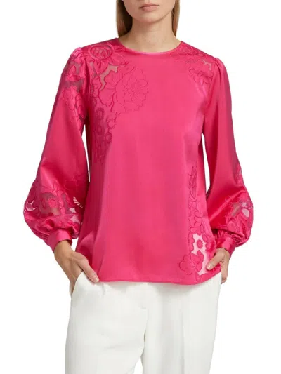 Elie Tahari Women's Alisa Lace Blouse In Pink