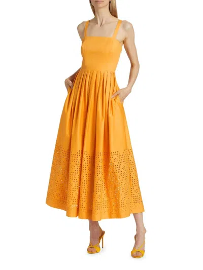 Elie Tahari Women's Avivia Cotton Laser-cut Maxi-dress In Orange