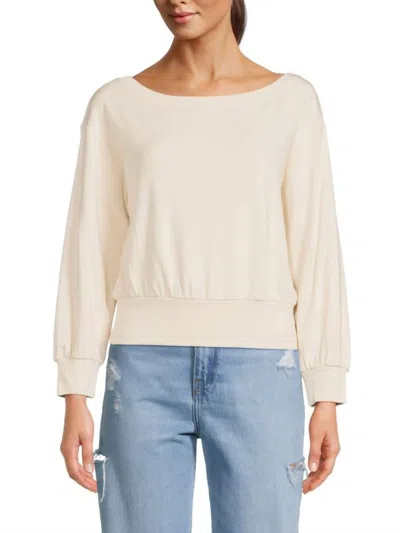 Elie Tahari Women's Boatneck Sweatshirt In Ivory In Pink