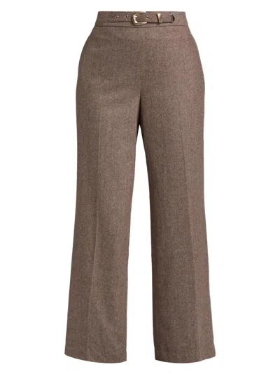 Elie Tahari Women's Brianne Belted Wool-blend Trousers In Brown
