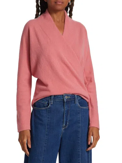 Elie Tahari Women's Cashmere Faux Wrap Sweater In Pink