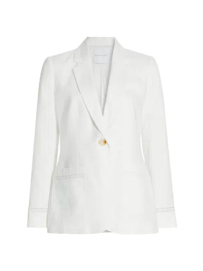 Elie Tahari The Constance Lace-inset Linen Blazer In Sky White