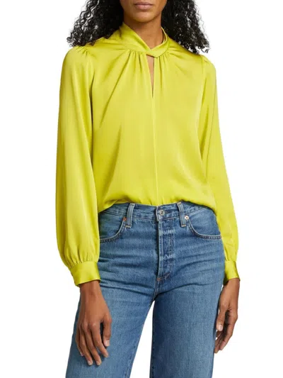 Elie Tahari Women's Cora Satin Long-sleeve Blouse In Green