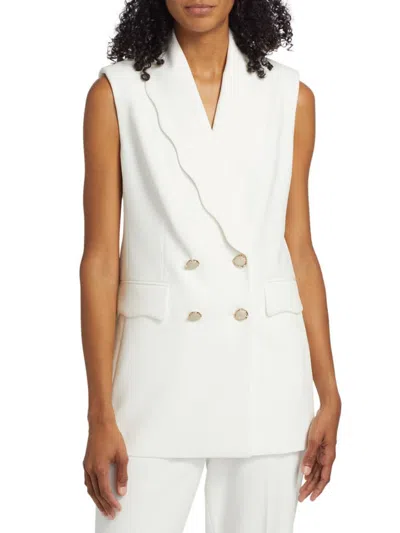 Elie Tahari Women's Daniela Scallop-lapel Sleeveless Blazer In White