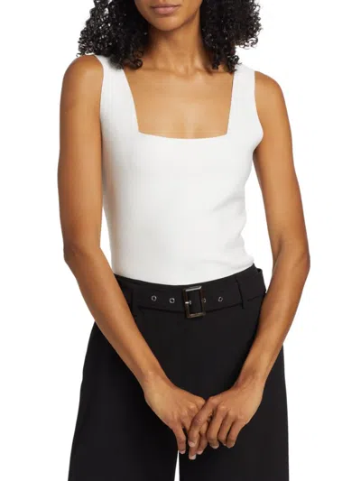 Elie Tahari Women's Ellie Squareneck Knit Tank In White
