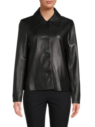 Elie Tahari Women's Faux Leather Shirt In Noir
