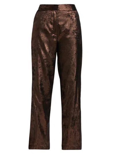 Elie Tahari Women's Hannah Gilded Straight-leg Trousers In Brown