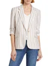 Elie Tahari The Helena Striped Blazer Jacket In Tan White