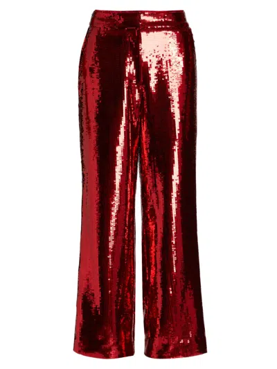Elie Tahari Women's Heritage The Allegra Sequin Pants In Red