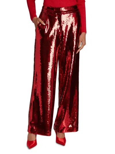 Elie Tahari Women's Heritage The Allegra Sequin Pants In Red