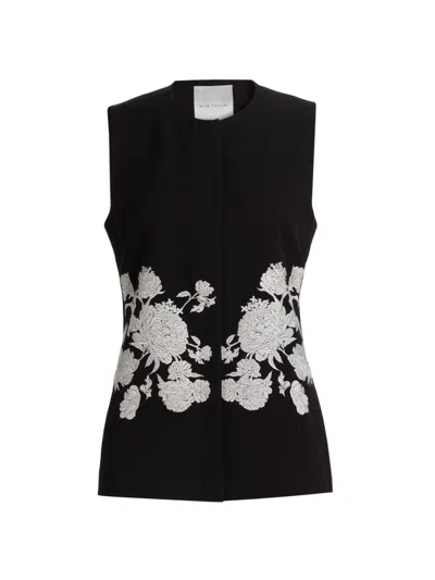 Elie Tahari Women's Isla Embroidered Sleeveless Jacket In Black