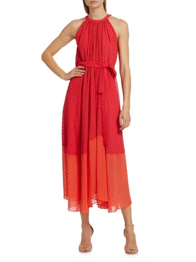 Elie Tahari Women's Jeanne Colorblockedtie-waist Sleeveless Midi-dress