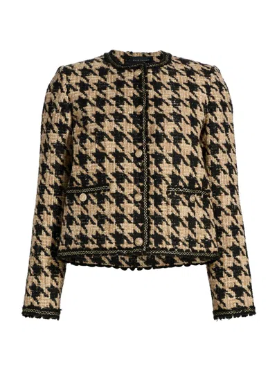 Elie Tahari Women's Juno Houndstooth Tweed Jacket In Brown