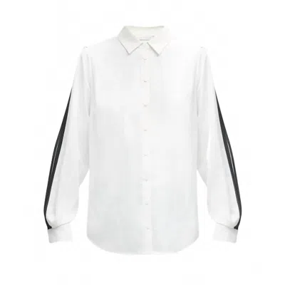Elie Tahari Women's London Blouse In Sky White With Noir