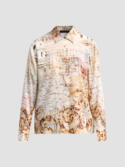 Elie Tahari Madeline Printed Button Front Blouse In Multi