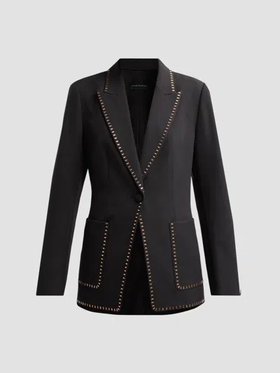 Elie Tahari The Margaret Crystal-trim Suit Jacket In Black