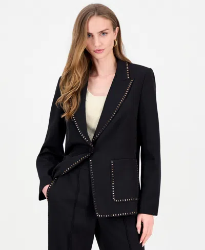 Elie Tahari Women's Margaret Rhinestone V-neck Blazer In Black