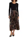 Elie Tahari Women's Mave Paisley Mixed-media Fit & Flare Midi-dress