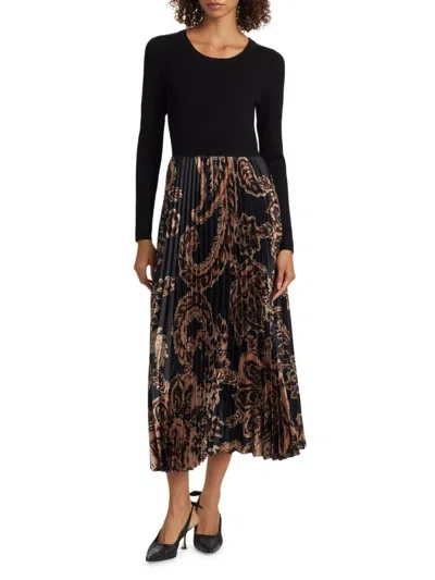 Elie Tahari Women's Mave Paisley Mixed-media Fit & Flare Midi-dress