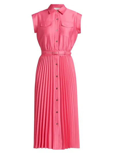 Elie Tahari The Natalyia Pleated Belted Maxi Dress In Luxury Pink