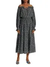 Elie Tahari Women's Night Floral Silk Off-the-shoulder Midi-dress In Black Multi
