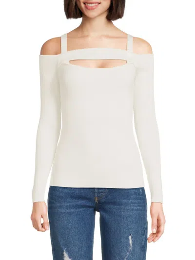 Elie Tahari Women's Cut-out Off-the-shoulder Sweater In White