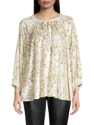 Elie Tahari Women's Raglan Keyhole Blouse In White Gold