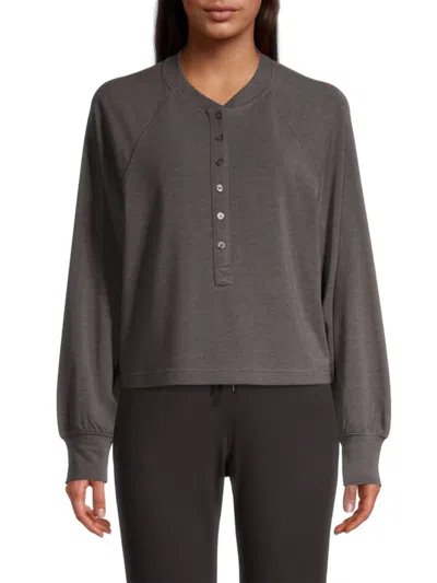 Elie Tahari Women's Raglan-sleeve Henley Top In Bezel