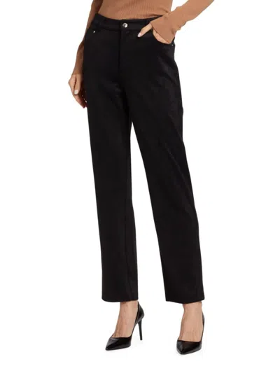 Elie Tahari Women's Raya Faux Suede Straight-leg Pants In Noir