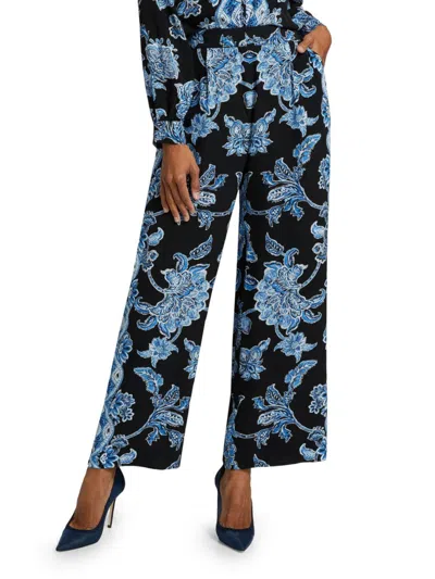 Elie Tahari Women's Skylar Floral Mid-rise Pants In Black