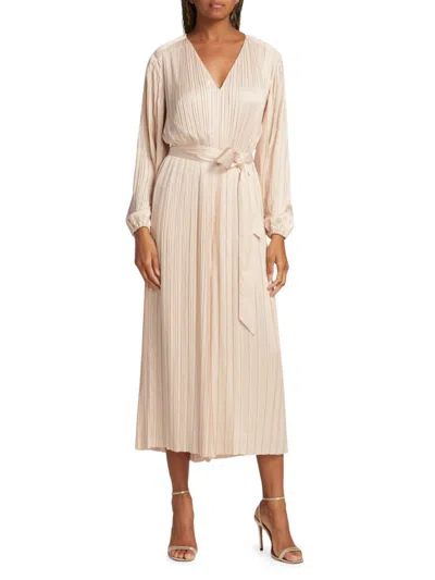 Elie Tahari Women's Soft Pleat Wide Leg Jumpsuit In Beige